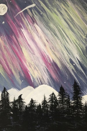 Aurora Borealis Above The Forest